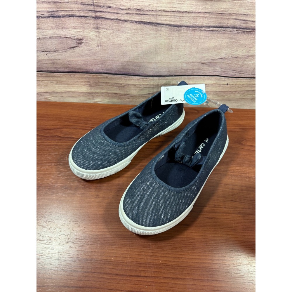 Carters OshKosh Girls Navy Blue Glitter Slip On Sneakers Shoes Size 3M New